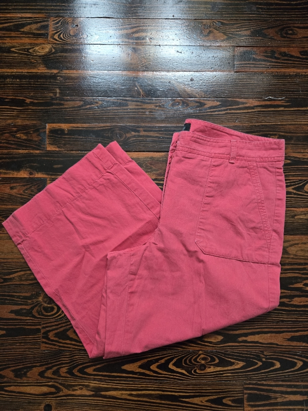 Talbots Coral 100% Cotton Wide Leg Crop Capri Pants Chino Coastal Size 12